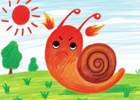 蜗牛生气了儿童蜡笔画画法