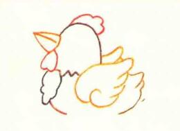 鸡的色铅笔简笔画画法步骤01