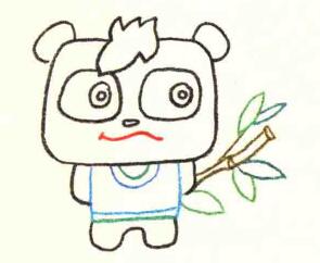 熊猫的色铅笔简笔画画法步骤02