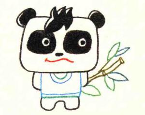 熊猫的色铅笔简笔画画法步骤04