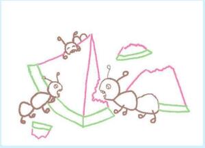 小蚂蚁吃习惯儿童蜡笔画绘画步骤01