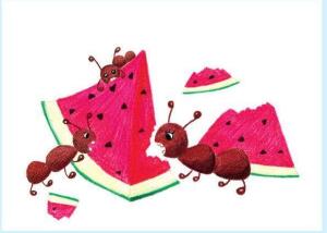 小蚂蚁吃习惯儿童蜡笔画绘画步骤03