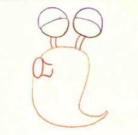 蜗牛色铅笔简笔画画法步骤01