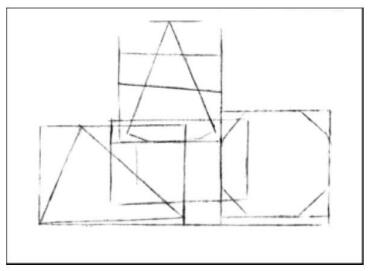 圆锥体、圆锥相关体、立方体、圆球体组合的画法步骤02