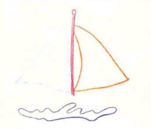 帆船的色铅笔简笔画画法步骤01