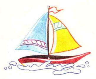 帆船色铅笔简笔画画法步骤04