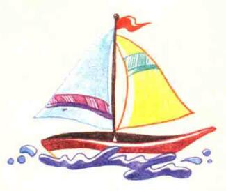 帆船色铅笔简笔画画法步骤06