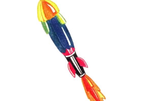 火箭色铅笔简笔画