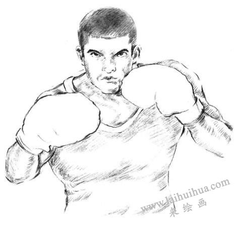 拳击手素描画法步骤06