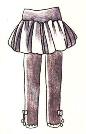 女童裤子色铅笔简笔画画法步骤04
