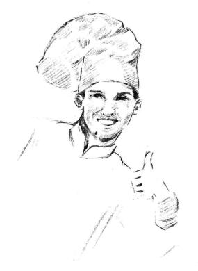 笑容满面的厨师素描画法步骤06