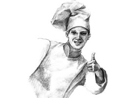 笑容满面的厨师素描画法步骤