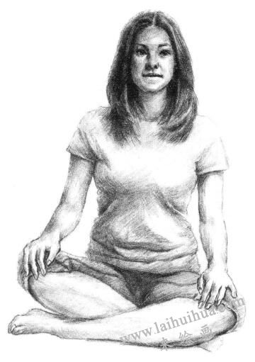 瑜伽女生素描画法步骤09