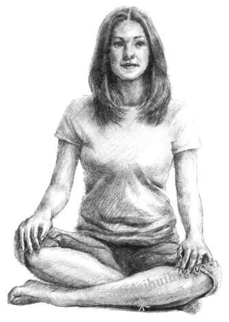 瑜伽女生素描画法步骤09