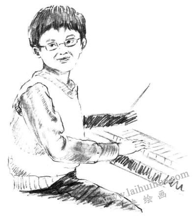 钢琴少年素描画法步骤08