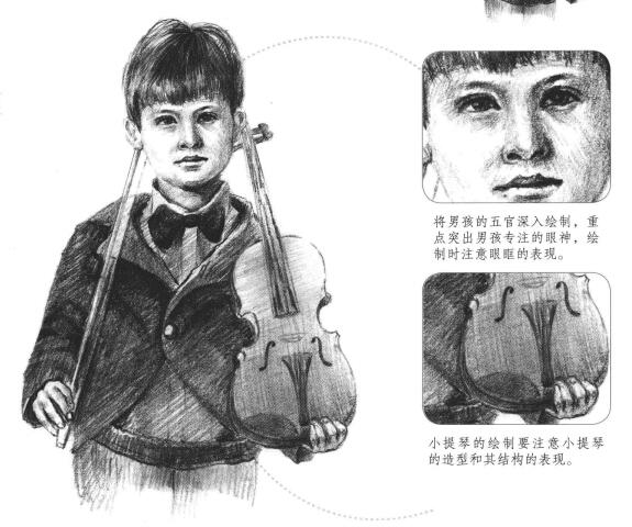 拉提琴的男孩素描画法步骤