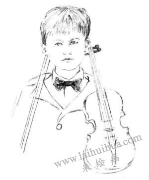 拉提琴的男孩素描画法步骤04