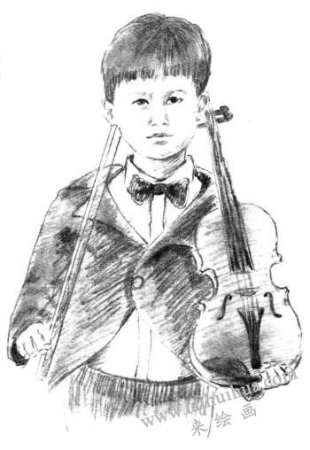 拉提琴的男孩素描画法步骤10