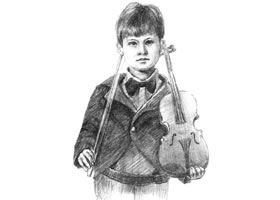 拉提琴的男孩素描画法步骤
