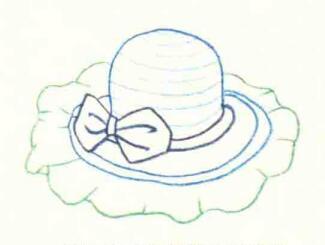 太阳帽色铅笔简笔画画法步骤03