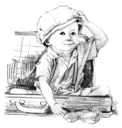 戴帽子的小男孩素描画法步骤10
