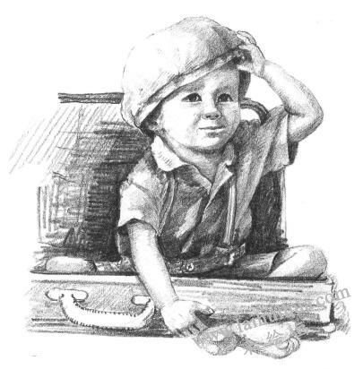 戴帽子的小男孩素描画法步骤11