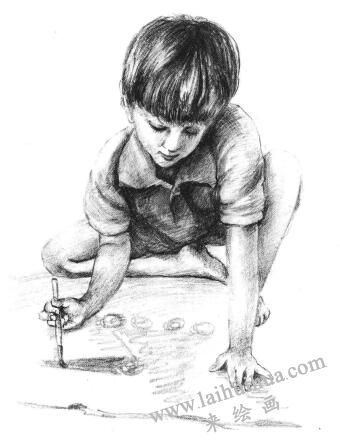 画画的男孩素描画法步骤11