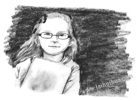 戴眼镜的小女孩素描画法步骤08