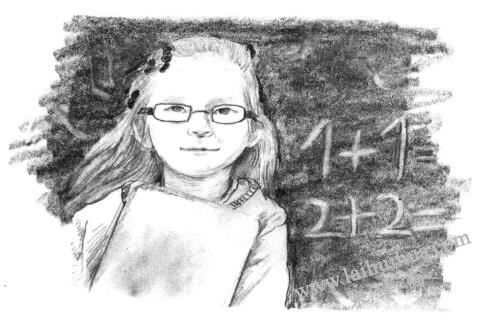 戴眼镜的小女孩素描画法步骤09