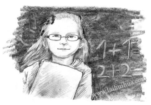 戴眼镜的小女孩素描画法步骤10