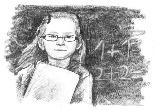 戴眼镜的小女孩素描画法步骤11