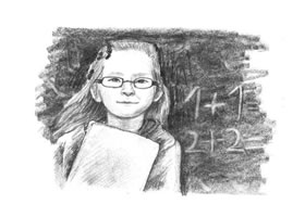 戴眼镜的小女孩素描画法步骤