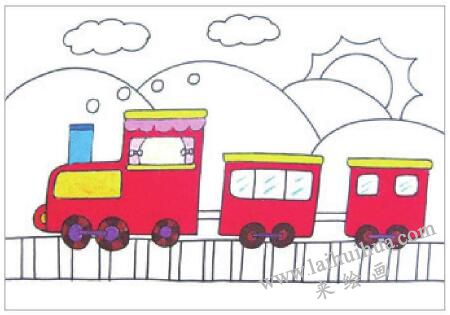 回家的小火车油棒画画法步骤03