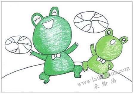 小青蛙呱呱油棒画画法步骤02