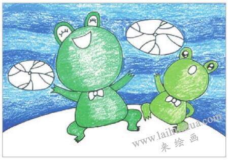 小青蛙呱呱油棒画画法步骤03