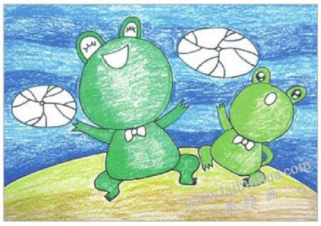 小青蛙呱呱油棒画画法步骤04
