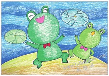 小青蛙呱呱油棒画画法步骤05