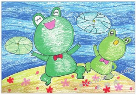 小青蛙呱呱油棒画画法步骤06