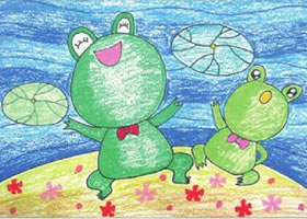 小青蛙呱呱油棒画画法步骤