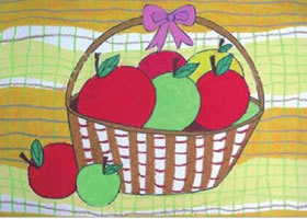 水果篮油棒画画法步骤