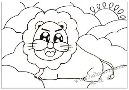 悠闲的狮子大王油棒画画法步骤01
