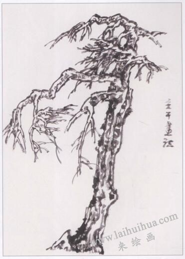 中国画松树主干的画法04