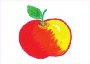 圆圆的红苹果油棒画画法步骤03