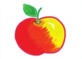 圆圆的红苹果油棒画画法步骤