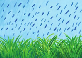 雨中的小草油棒画画法步骤
