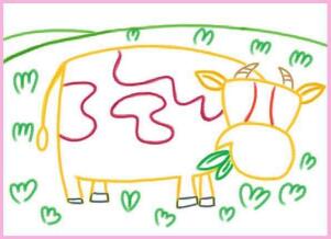 快活的小牛油棒画画法步骤01