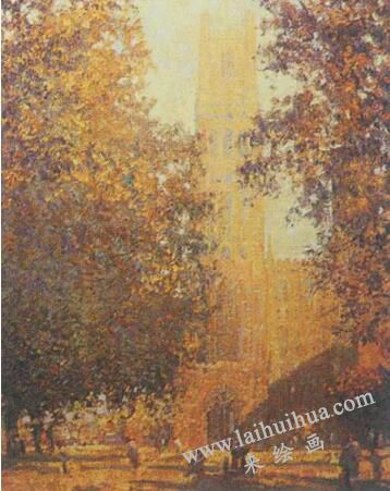 油画：《伊利大教堂》，画家：亚瑟·麦德森