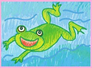 爱唱歌的小青蛙油棒画画法步骤03