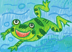 爱唱歌的小青蛙油棒画画法步骤