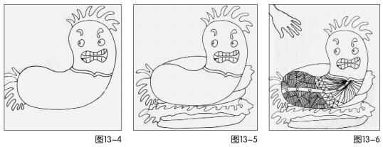 美食的诱惑儿童绘画步骤04,05，06